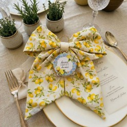 Fiocco Fuoriporta con Tamburello in Cotone e Limoni – Collezione Ercole e Amalfi – Personalizzabile Hand Made in Italy