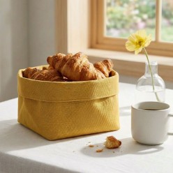 Cestino portapane in tessuto giallo Ercole | Stile solare e mediterraneo