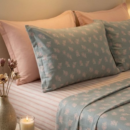 Completo Lenzuola Matrimoniale in Cotone 100% con Doppie Federe e Fantasia Floreale – Collezione Eos Lemoire Home
