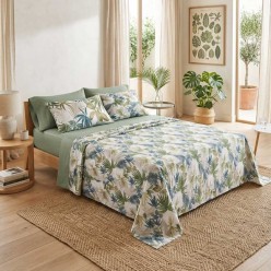 Completo Letto Matrimoniale in Cotone Lemoire Home – Collezione Botanica Egle