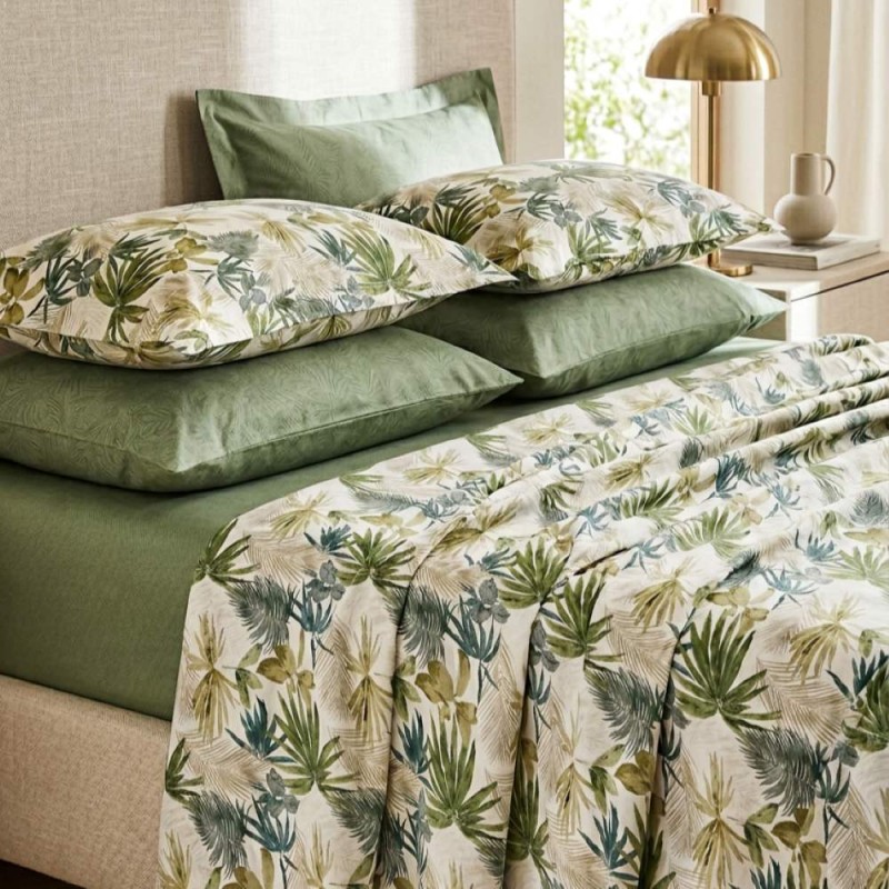 Completo Letto Matrimoniale in Cotone Lemoire Home – Collezione Botanica Egle