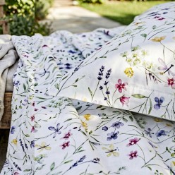 Completo Letto Matrimoniale Bianca in Raso di Cotone 300 TC – Stampa Digitale Esclusiva | Lemoire Home