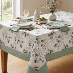Tovaglia in Puro Cotone collezione Ettore – Eucalipto con fiore in Vari Formati | Lemoire Home