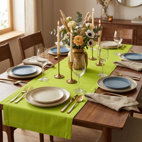 Runner da Tavola Artigianale in Cotone Kiwi - Collezione Eris - Lemoire Home