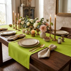 Runner da Tavola Artigianale in Cotone Kiwi - Collezione Eris - Lemoire Home