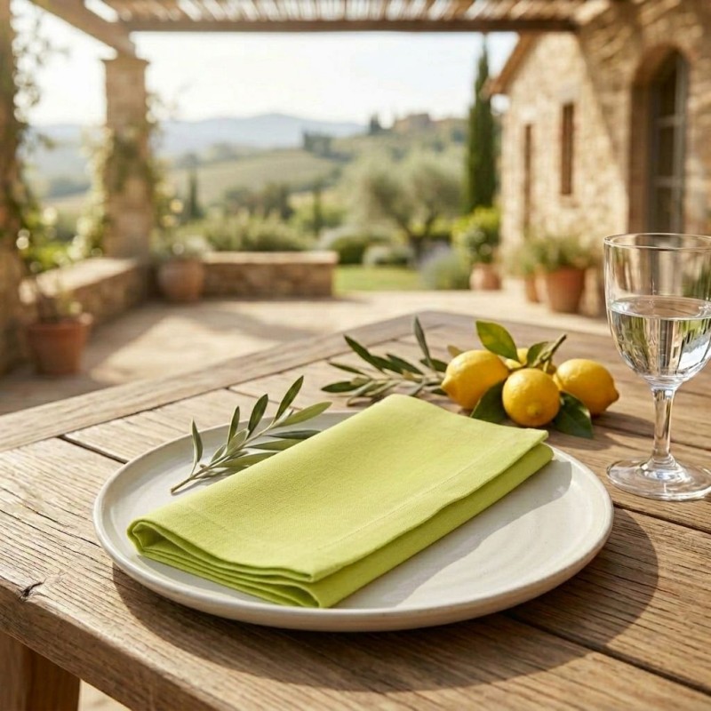 Tovagliolo Artigianale in Cotone Kiwi - Collezione Eris - Lemoire Home Tovagliolo Artigianale in Cotone Kiwi - Collezione Eris - Lemoire Home