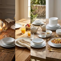 Servizio Piatti 18 Pezzi Essence Weiss: Eleganza Pura in Porcellana