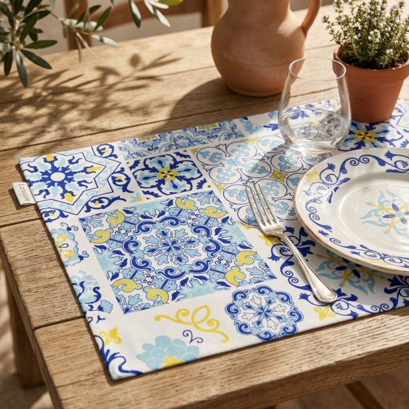 Tovaglietta Americana Sartoriale Scilla in Cotone Maiolica - Fatto a Mano in Italia Lemoire Home