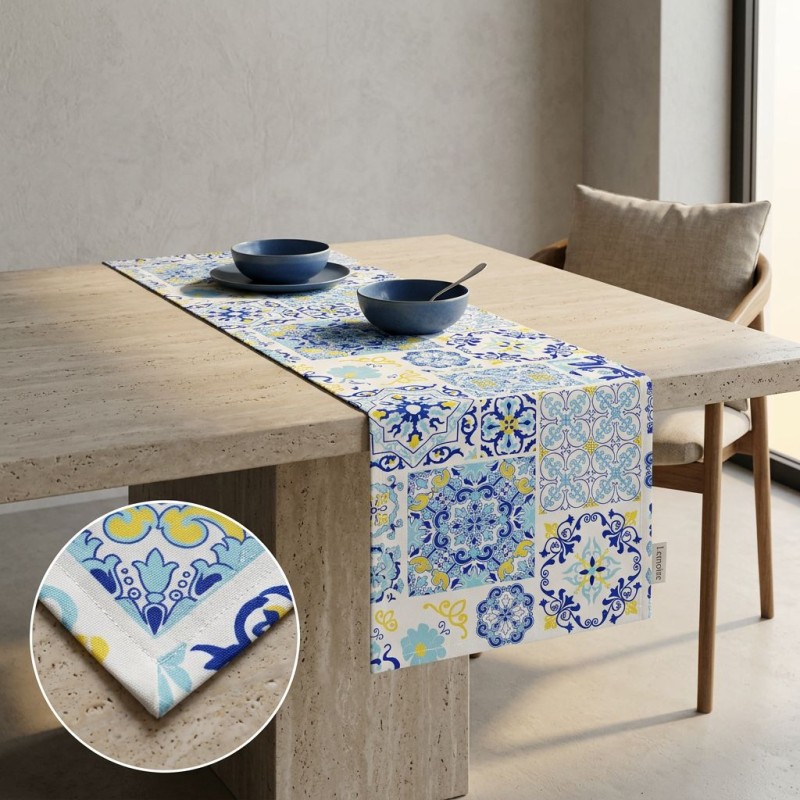 Runner da tavola mediterraneo con maioliche – collezione Scilla