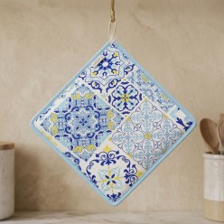 Presina a Rombo in Cotone Maiolicato Scilla – Fatto a Mano in Italia | Lemoire Home