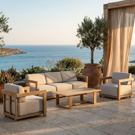 Salotto da Giardino Lemoire Home: Alluminio Effetto Legno 5 Posti