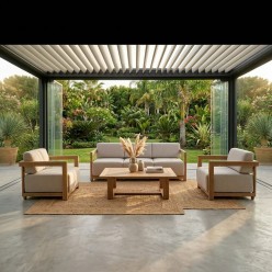 Salotto da Giardino Lemoire Home: Alluminio Effetto Legno 5 Posti