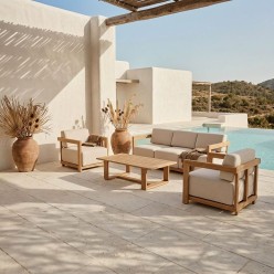 Salotto da Giardino Lemoire Home: Alluminio Effetto Legno 5 Posti