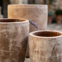 Tris di vasi artigianali in Terracotta da esterno sfumati effetto anticato