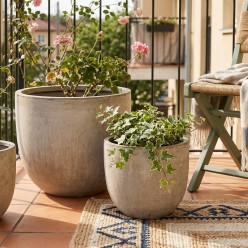 Set 2 Portavasi Moderni in Fibra d'Argilla Sabbia | Lemoire Home