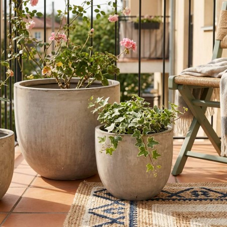 Set 2 Portavasi Moderni in Fibra d'Argilla Sabbia | Lemoire Home