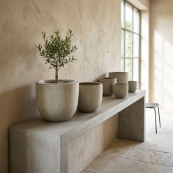 Set 2 Portavasi Moderni in Fibra d'Argilla Sabbia | Lemoire Home