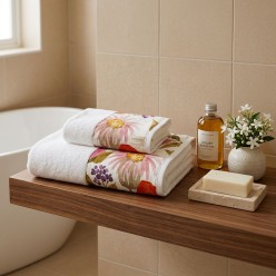 Set Viso-Ospite Penelope in Spugna 620g e Cotone Floreale Lemoire Home