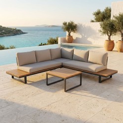 Salotto da esterno 5 posti scomponibile Angolare Antracite: Design in Alluminio e Comfort Olefin