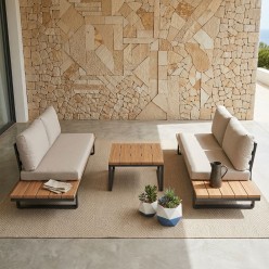 Salotto da esterno 5 posti scomponibile Angolare Antracite: Design in Alluminio e Comfort Olefin