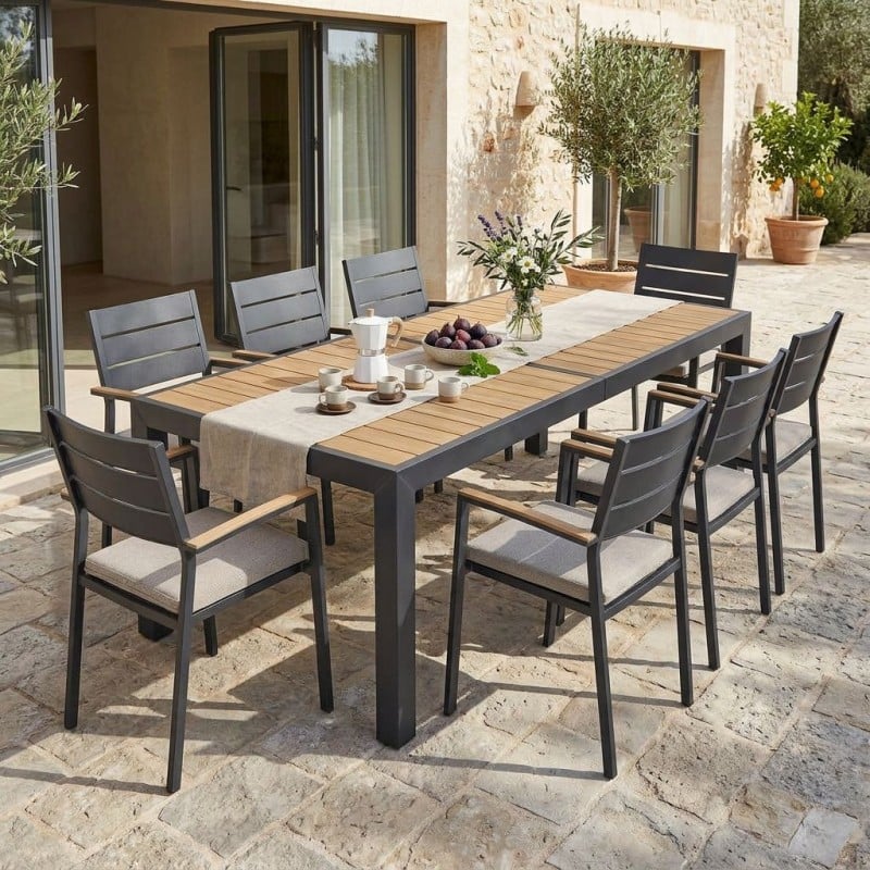 Tavolo Allungabile 160/240 cm: Alluminio Effetto Legno Naturale
