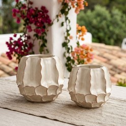 Vaso Chakra Ivory in Ceramica con Bordi Materici | Lemoire Home