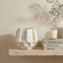 Vaso Chakra Ivory in Ceramica con Bordi Materici | Lemoire Home