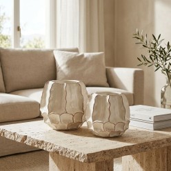 Vaso Chakra Ivory in Ceramica con Bordi Materici | Lemoire Home