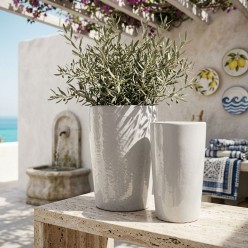 Coppia Vasi Cilindrici EDG in Ceramica Smaltata Bianca | Lemoire Home