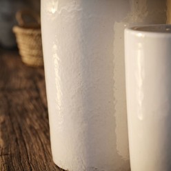 Coppia Vasi Cilindrici EDG in Ceramica Smaltata Bianca | Lemoire Home