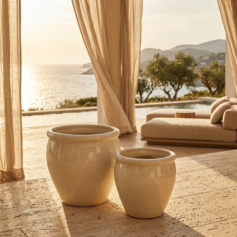 Set 2 Vasi Bombati Glaze Ivory EDG – Selezione Lemoire Home