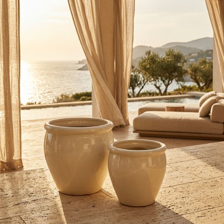 Set 2 Vasi Bombati Glaze Ivory EDG – Selezione Lemoire Home