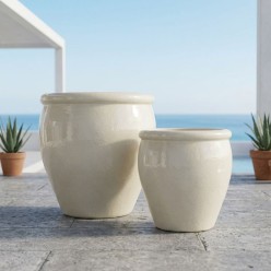 Set 2 Vasi Bombati Glaze Ivory EDG – Selezione Lemoire Home