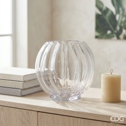 Vaso Zucca Nida in Vetro Cannettato H19 D20 – Lemoire Home