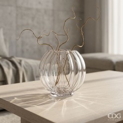 Vaso Zucca Nida in Vetro Cannettato H19 D20 – Lemoire Home