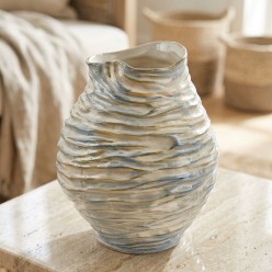 Vaso Chakra Strati Lemoire Home in Ceramica Azzurro e Oro EDG