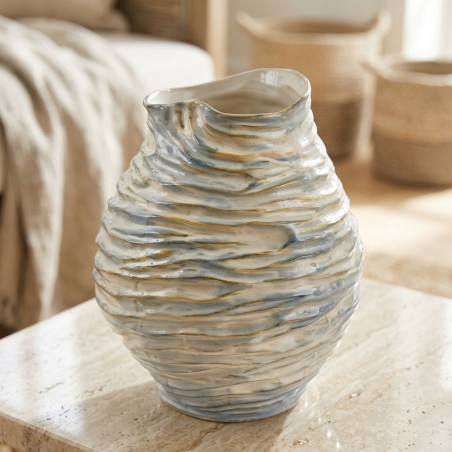 Vaso Chakra Strati Lemoire Home in Ceramica Azzurro e Oro EDG