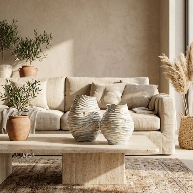 Vaso Chakra Strati Lemoire Home in Ceramica Azzurro e Oro EDG
