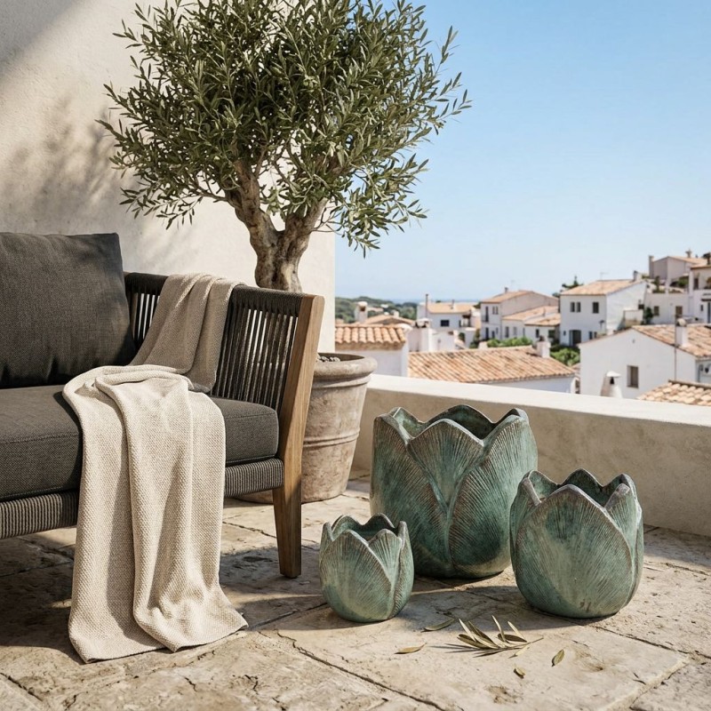 Set 3 Vasi Tulipano Ottanio in Ceramica Lemoire Home