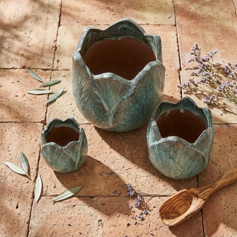 Set 3 Vasi Tulipano Ottanio in Ceramica Lemoire Home