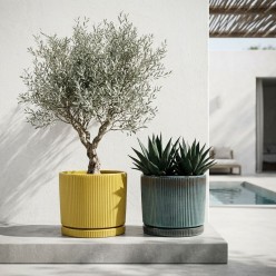 Set 4 Vasi EDG Glaze Righe Rotondi Giallo o Turchese Lemoire Home