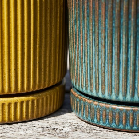 Set 4 Vasi EDG Glaze Righe Rotondi Giallo o Turchese Lemoire Home