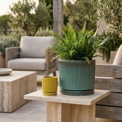 Set 4 Vasi EDG Glaze Righe Rotondi Giallo o Turchese Lemoire Home
