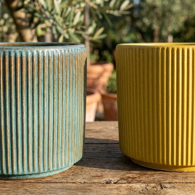 Set 4 Vasi EDG Glaze Righe Rotondi Giallo o Turchese Lemoire Home