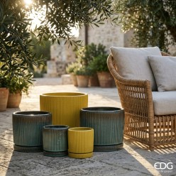 Set 4 Vasi EDG Glaze Righe Rotondi Giallo o Turchese Lemoire Home