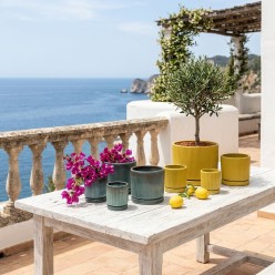 Set 4 Vasi EDG Glaze Righe Rotondi Giallo o Turchese Lemoire Home