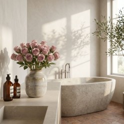 Mazzo di Rose Artificiali Malva H40 EDG | Selezione Lemoire Home