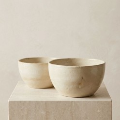 Set 2 Vasi Ciotola in Gres Ivory: Eleganza Mediterranea EDG