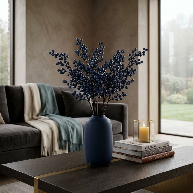 Ramo di Bacche Blu Autunno Mediterraneo H35 | Selezione Lemoire Home