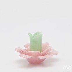 Portacandele Fiore in Vetro Green Pink EDG | Selezione Lemoire Home